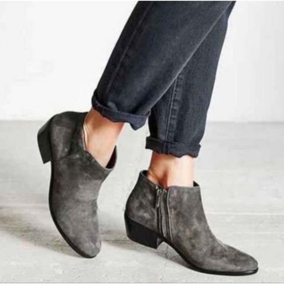Sam Edelman Shoes - Sam Edelman Slate Gray Suede Petty Ankle Booties Size 8.5